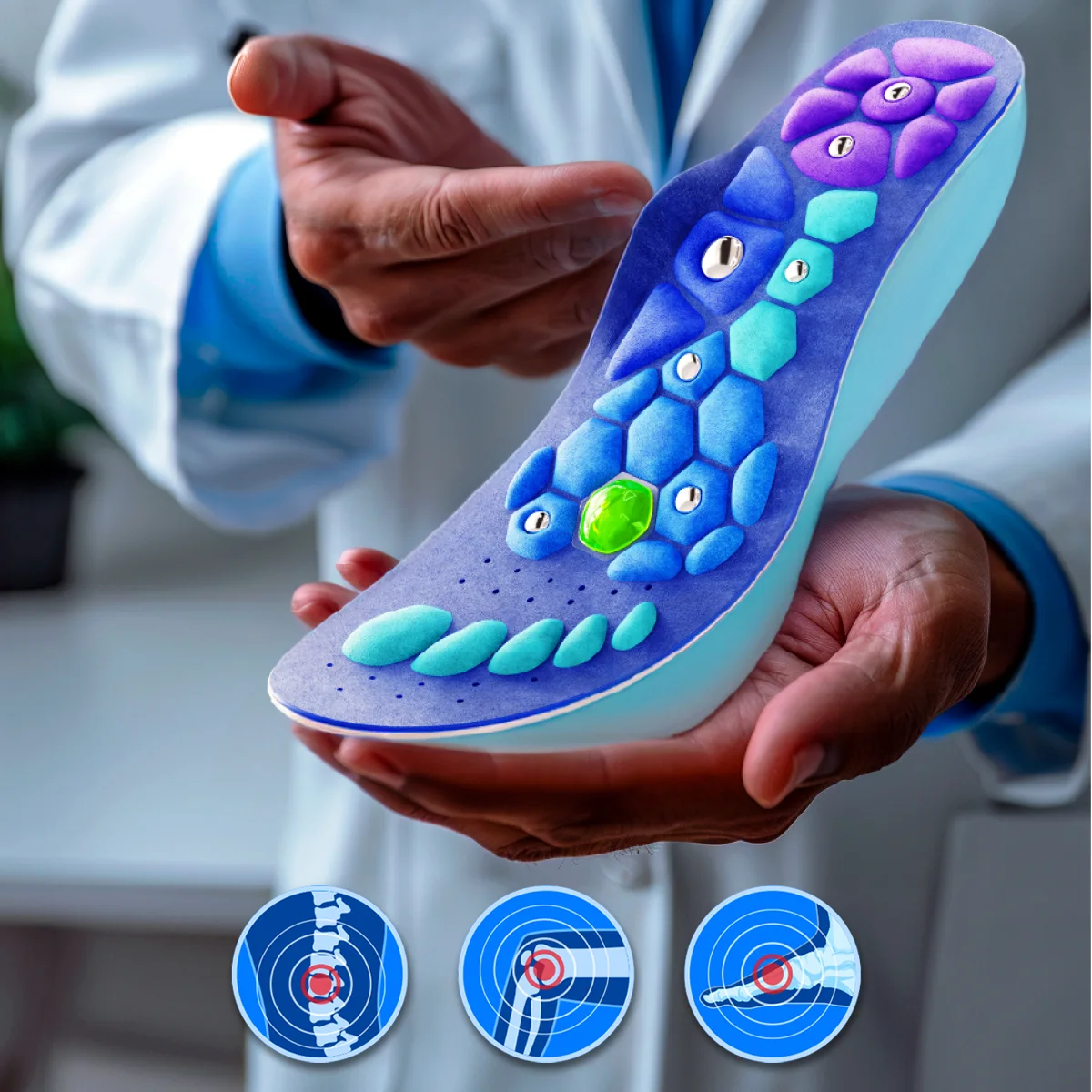 Product specialist presenting an Akusoli insole